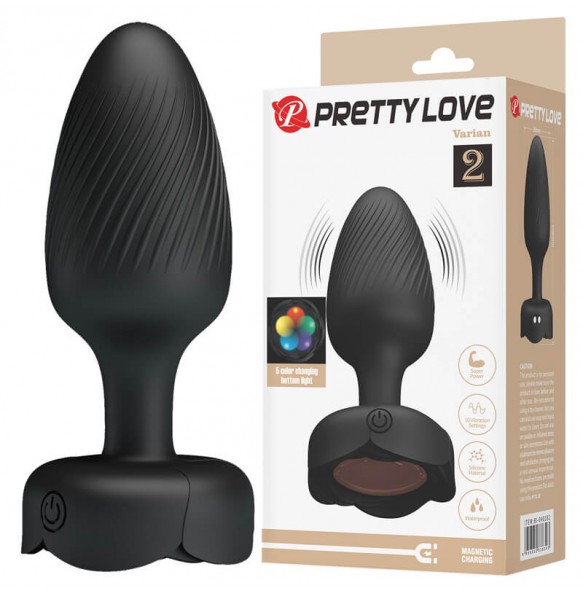 Pretty Love - Varian RGB Light Vibrating Anal Plug (Chargeable - Black)